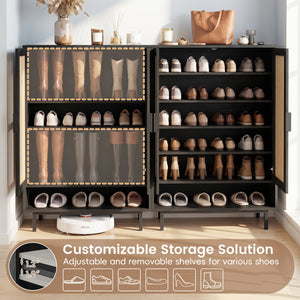 43 Inch 6-Tier Tall Shoe Cabinet with Double Doors-Black