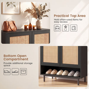 43 Inch 6-Tier Tall Shoe Cabinet with Double Doors-Black