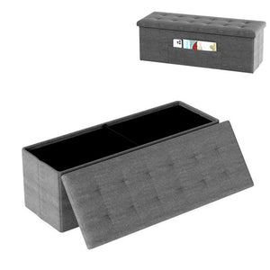 43 Inches Folding Storage Ottoman Bench Linen End of Bed Bench with Padded Seat-Dark Gray