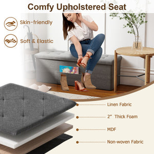 43 Inches Folding Storage Ottoman Bench Linen End of Bed Bench with Padded Seat-Dark Gray