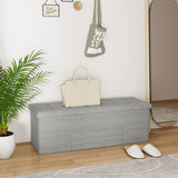 43 Inches Folding Storage Ottoman Bench Linen End of Bed Bench with Padded Seat-Light Gray