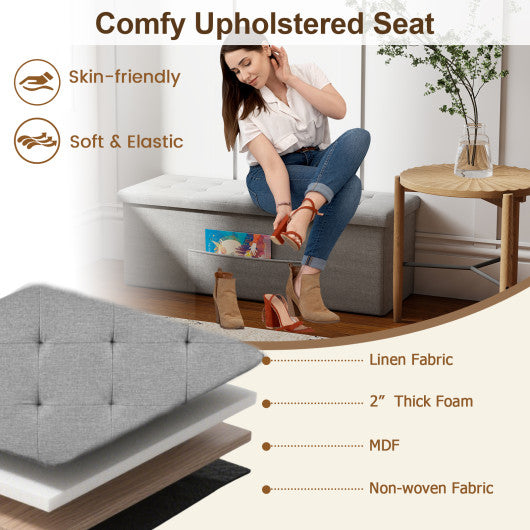 Foldable Coffee Table with Storage Cabinet Extendable Center Table-Oak