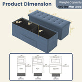 43 Inches Folding Storage Ottoman Bench Linen End of Bed Bench with Padded Seat-Navy