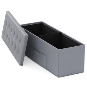43 Inches Folding Storage Ottoman Bench Foot Rest Stool End of Bed Bench-Gray