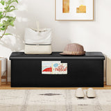 43 Inches Folding Storage Ottoman Bench Foot Rest Stool End of Bed Bench-Black