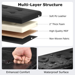 43 Inches Folding Storage Ottoman Bench Foot Rest Stool End of Bed Bench-Brown