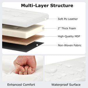 43 Inches Folding Storage Ottoman Bench Foot Rest Stool End of Bed Bench-Black