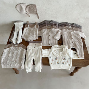 Infant Toddler Home Wearable Sunken Stripe Knitted Leggings