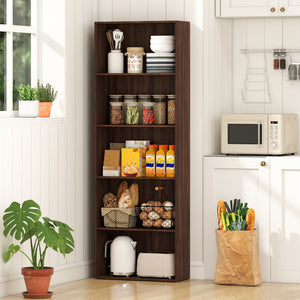 5-Shelf Storage Bookcase Modern Multi-Functional Display Cabinet Furniture-Walnut
