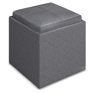 Rockwood - Upholstered Cube Storage Ottoman With Tray by Couch.com