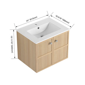 Wall Mounted Bathroom Vanity With Ceramic Sink And 2 Soft Closing Doors by Couch.com