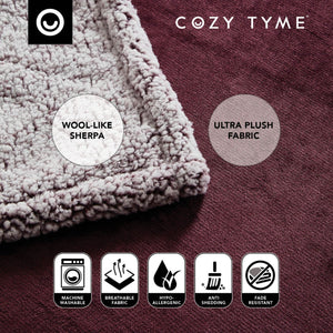 Zakary Flannel Reversible Heathered Sherpa Throw Blanket