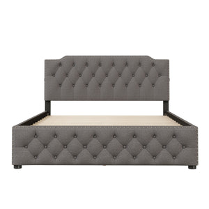 Upholstered Platform Bed With 2 Drawers And 2 Sets Of USB Ports On Each Side, Linen Fabric by Couch.com