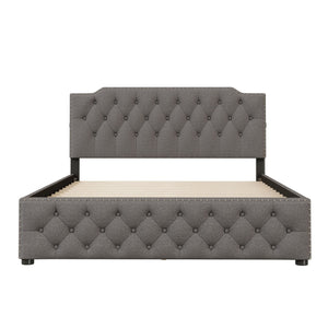 Upholstered Platform Bed With 2 Drawers And 2 Sets Of USB Ports On Each Side, Linen Fabric by Couch.com