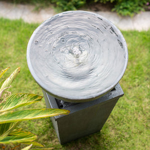 Zen Bowl Water Fountain Outdoor Bird Feeder and Garden Feature
