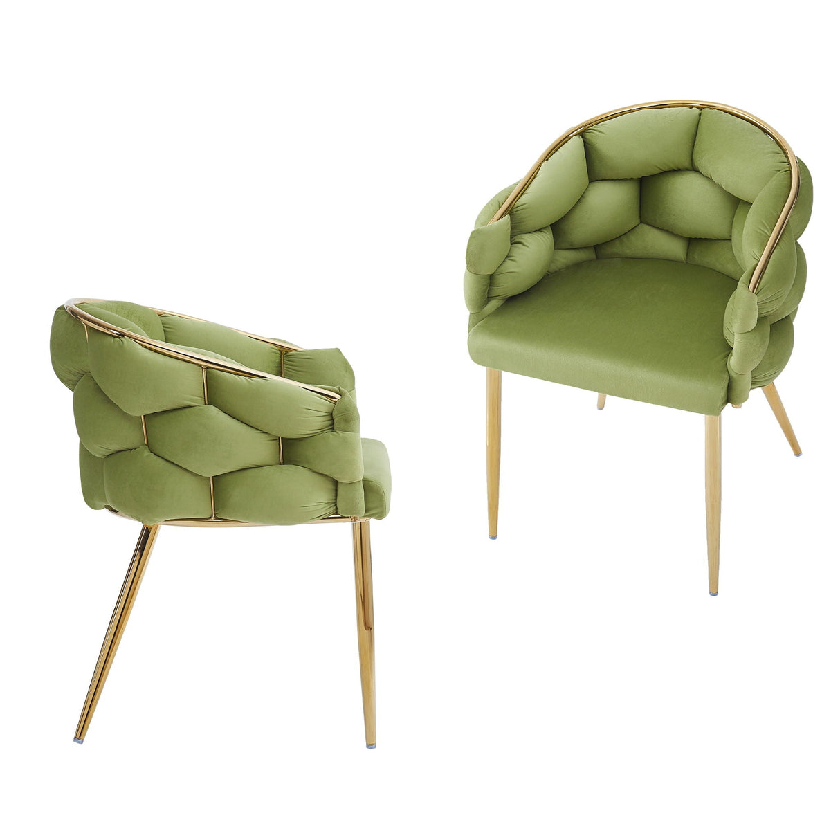 Luxury Handmade Accent Chair (Set of 2) With Gold Legs, Modern Green Velvet Armchair For Living Room And Bedroom - Green by Couch.com