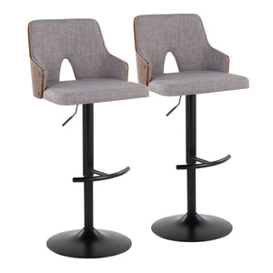 Stella - Contemporary Adjustable Barstool Stool & Swivel With Rounded T Footrest (Set of 2) by Couch.com