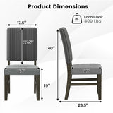 Dining Chair Set of 2 Mid-Century Modern Velvet Fabric Upholstered Chairs-Grey
