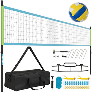 Portable Outdoor Volleyball Net Set Heavy-Duty Volleyball Net System-Green