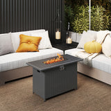 44.5 Inch Propane Fire Pit Table Rattan Gas 2-in-1 with Stainless Steel Burner-Black