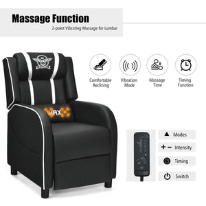 Massage Racing Gaming Single Recliner Chair-Red
