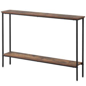 44 Inch Console Table with Shelf with Dual Anti-Tipping Kits-Rustic Brown