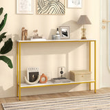 44 Inch Console Table with Shelf with Dual Anti-Tipping Kits-White