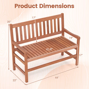 44 Inch 2-Seat Outdoor Loveseat Bench