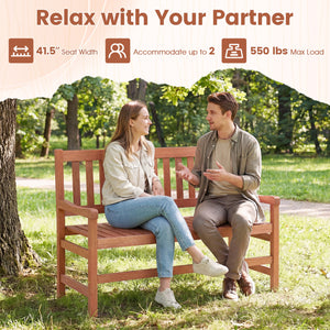 44 Inch 2-Seat Outdoor Loveseat Bench