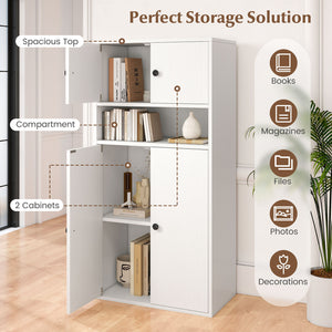 44 Inches Tall Bookshelf with Doors and Adjustable Shelf-1 Piece