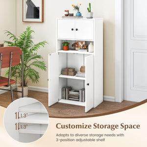 44 Inches Tall Bookshelf with Doors and Adjustable Shelf-1 Piece