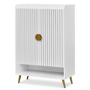 44" Tall Shoe Storage Cabinet with 7-Tier Doors and Adjustable Shelves for Entryway-White