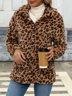 Beautiful Red Women Drop Shoulder Fuzzy Button-Up Jacket Soft And Comfortable Casual Fit Jacket