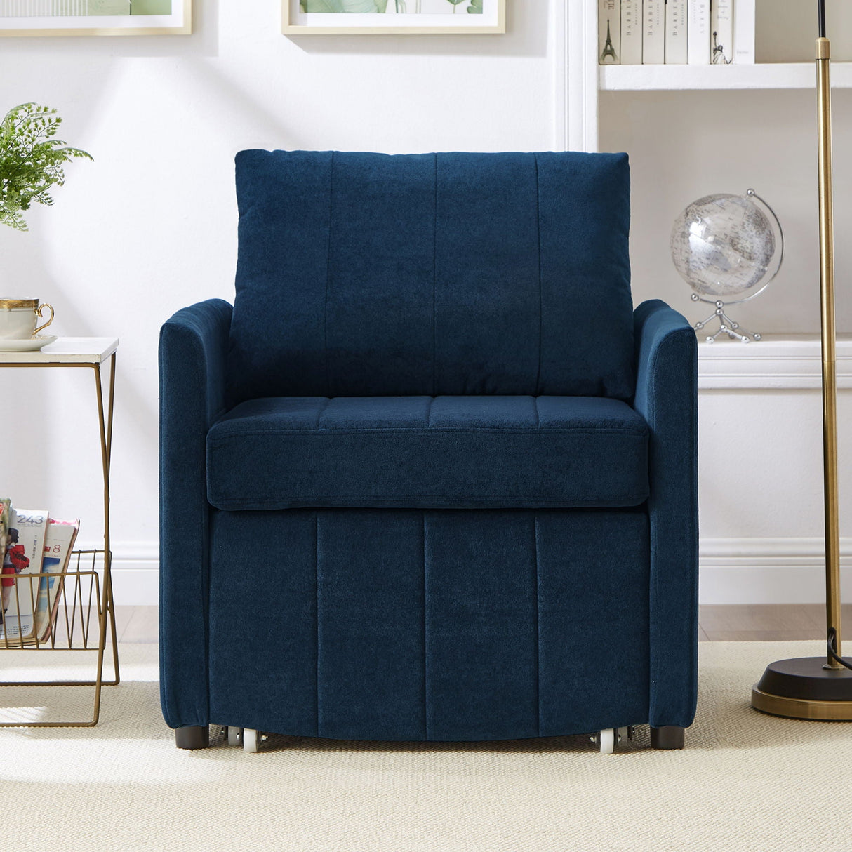 Upholstered Convertible Sleeper Sofa With 5 Position Backrest, Side Pockets, Storage by Couch.com