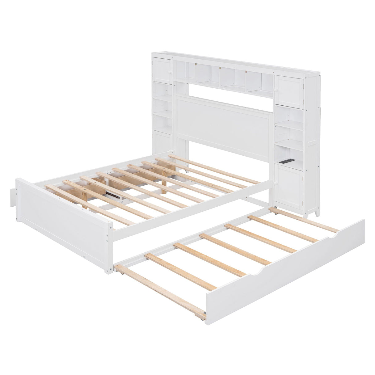 Bed With All In One Cabinet, Shelf And Sockets, Trundle by Couch.com