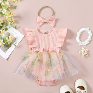 Flower Embroidered Mesh Princess Dress Headdress