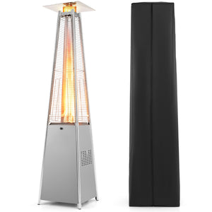 45000 BTU Pyramid Patio Heater with Zippered Cover Triple Safety Protection and wheels-Gray