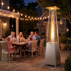 45000 BTU Pyramid Patio Heater with Zippered Cover Triple Safety Protection and wheels-Gray