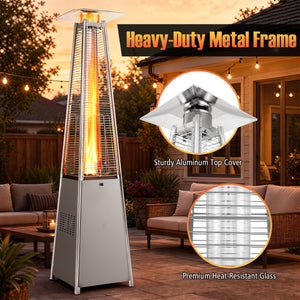 45000 BTU Pyramid Patio Heater with Zippered Cover Triple Safety Protection and wheels-Gray