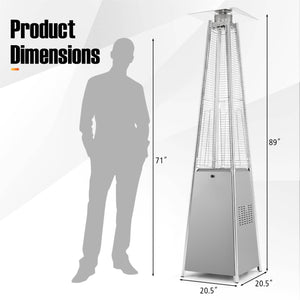 45000 BTU Pyramid Patio Heater with Zippered Cover Triple Safety Protection and wheels-Gray
