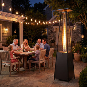 45000 BTU Pyramid Patio Heater with Zippered Cover Triple Safety Protection and wheels-Black