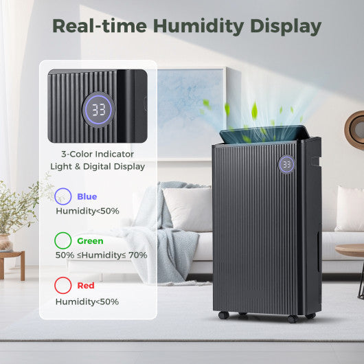 4500 Sq. Ft 57 Pint Quiet Dehumidifier for Basement with 4 Modes-Black