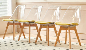 Dining Chair, Coffee Chair Wood Leg (Set of 4) - Transparent by Couch.com