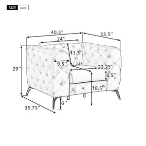Velvet Upholstered Accent Sofa, Modern Single Sofa Chair With Button Tufted Back, Modern Single Couch For Living Room, Bedroom, Or Small Space by Couch.com