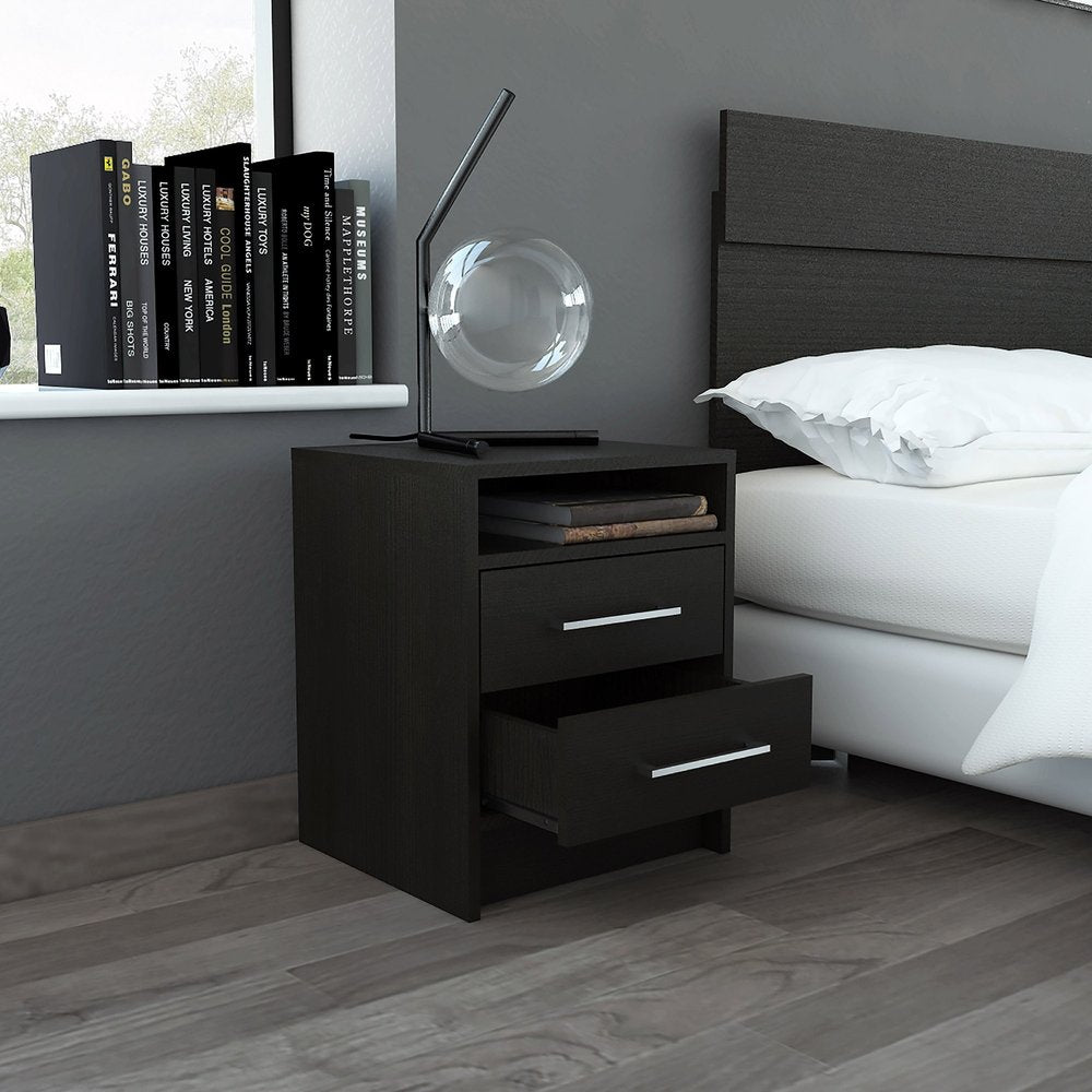 20" Wood Two Drawer Nightstand