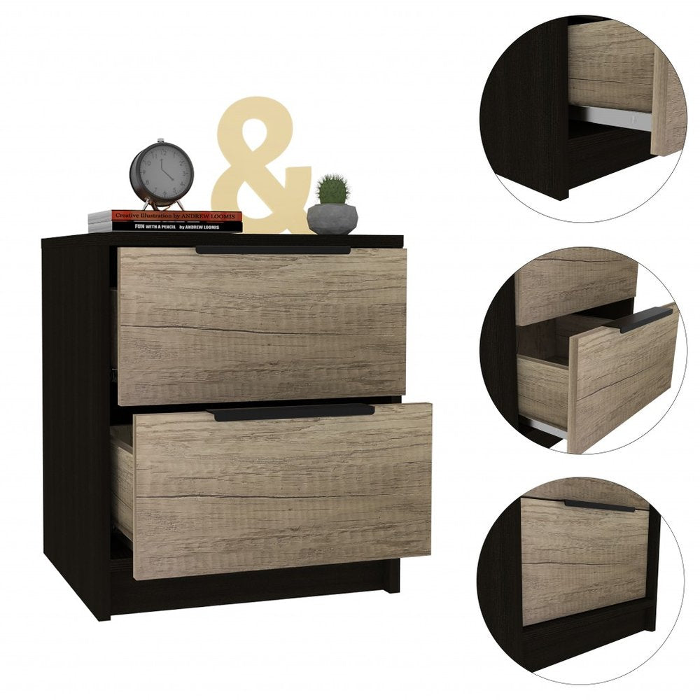 19" Wood Two Drawer Nightstand
