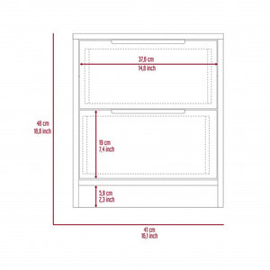 19" Wood Two Drawer Nightstand