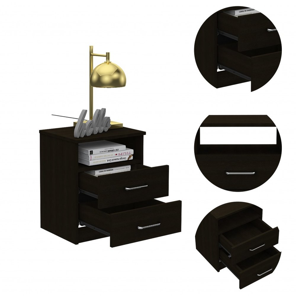 20" Wood Two Drawer Nightstand