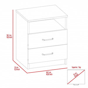 20" Wood Two Drawer Nightstand