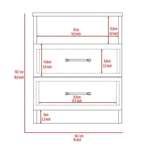 20" Wood Two Drawer Nightstand